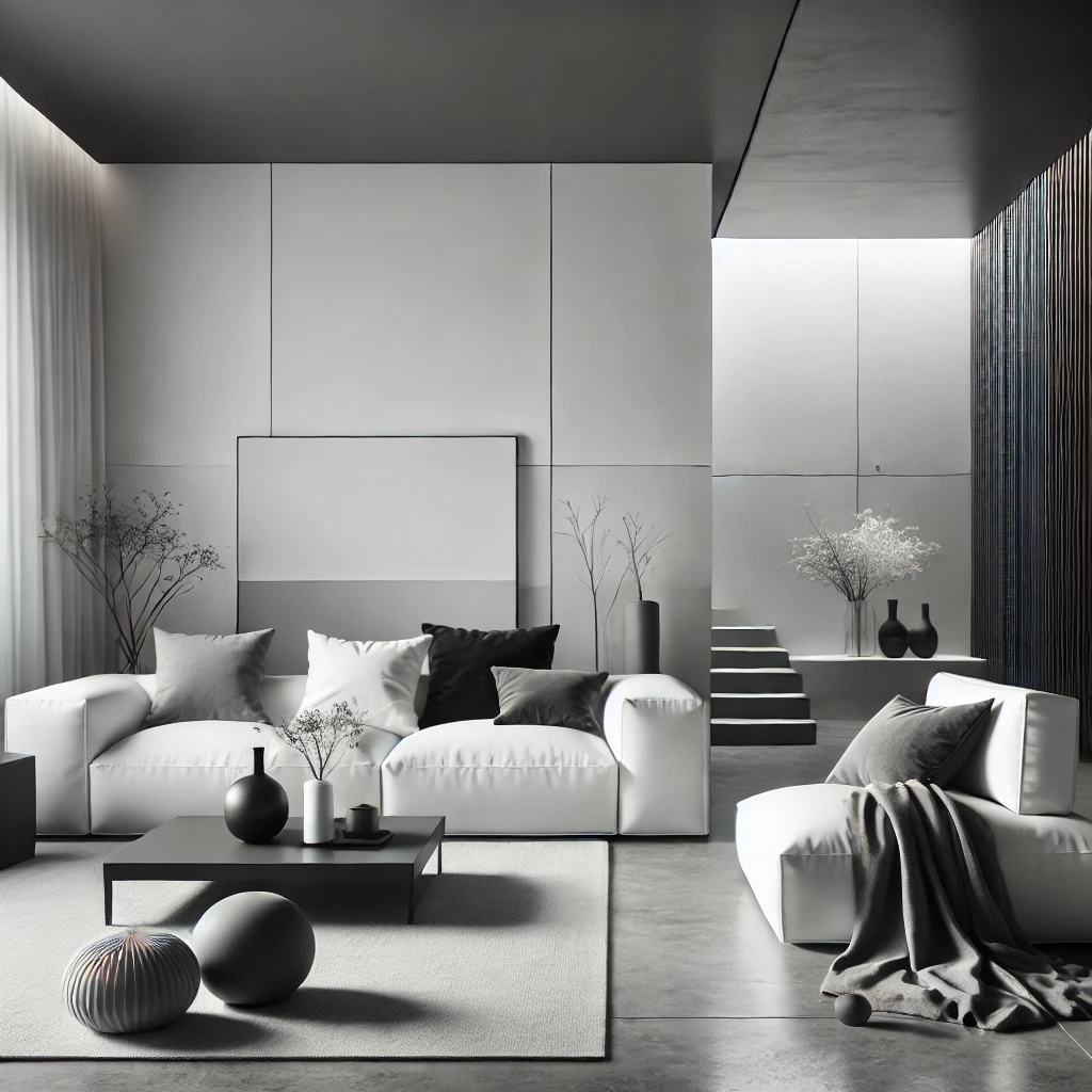 modern monochromatic living room