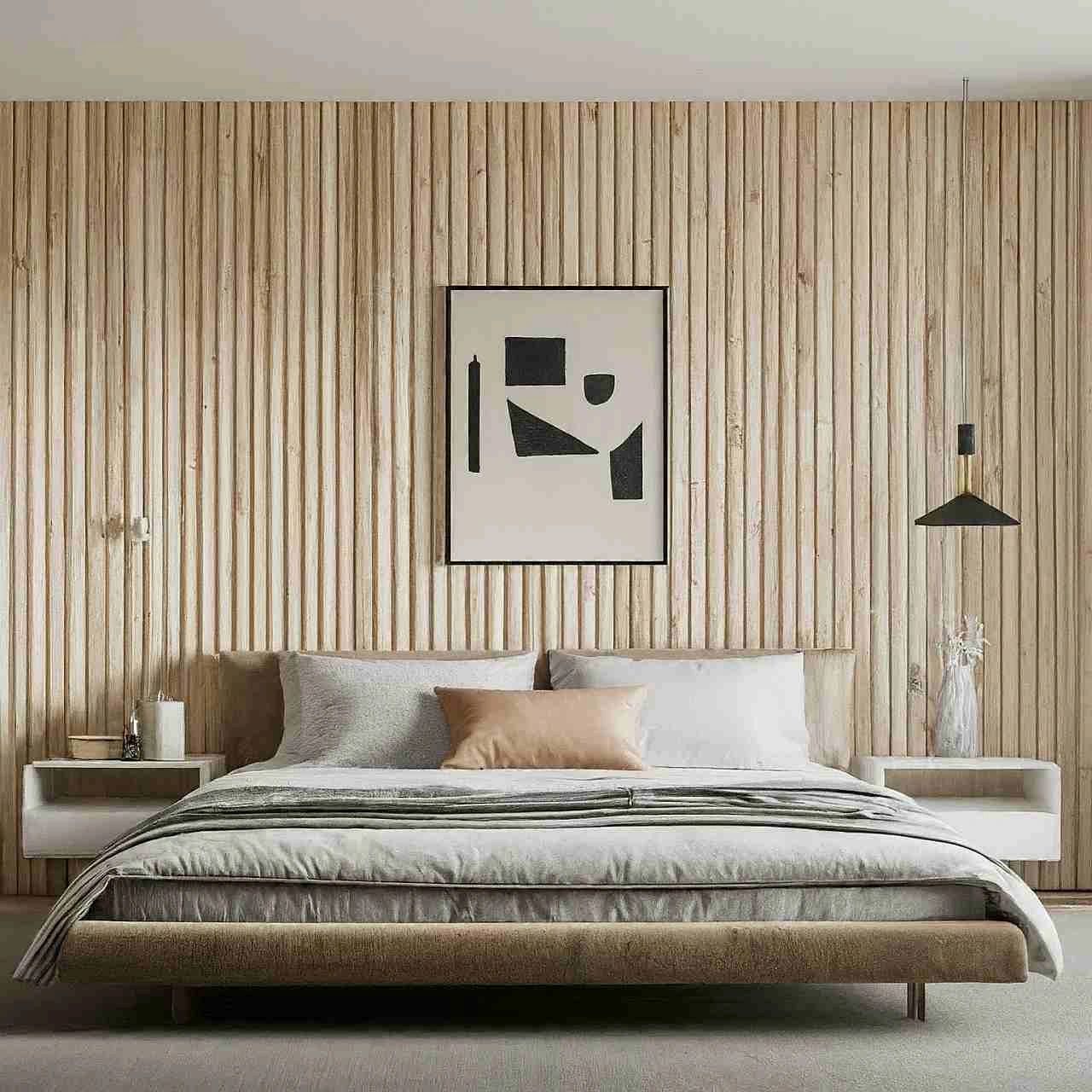 modern wood accent wall with natural wood
