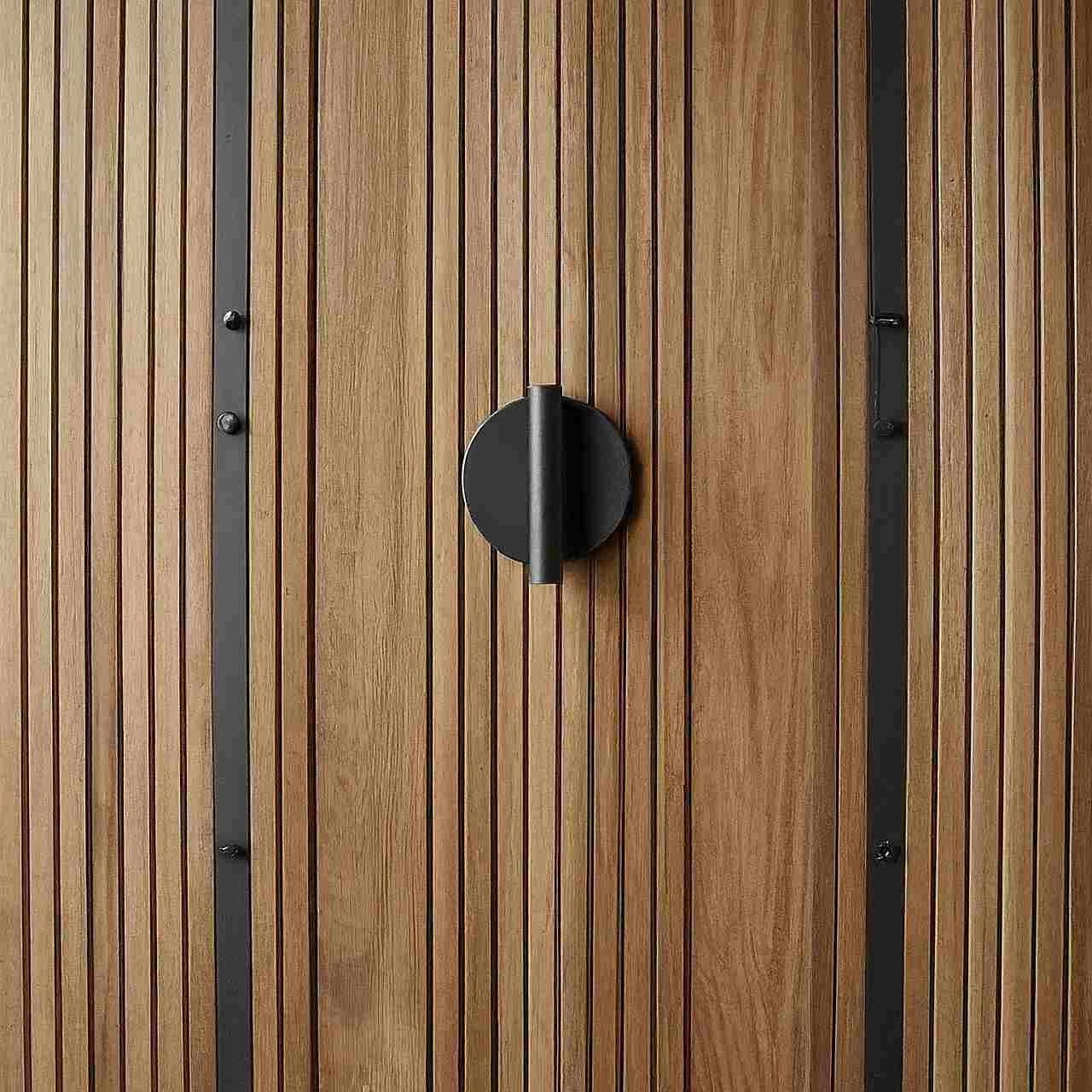 wood feature wall with dark industrial accents