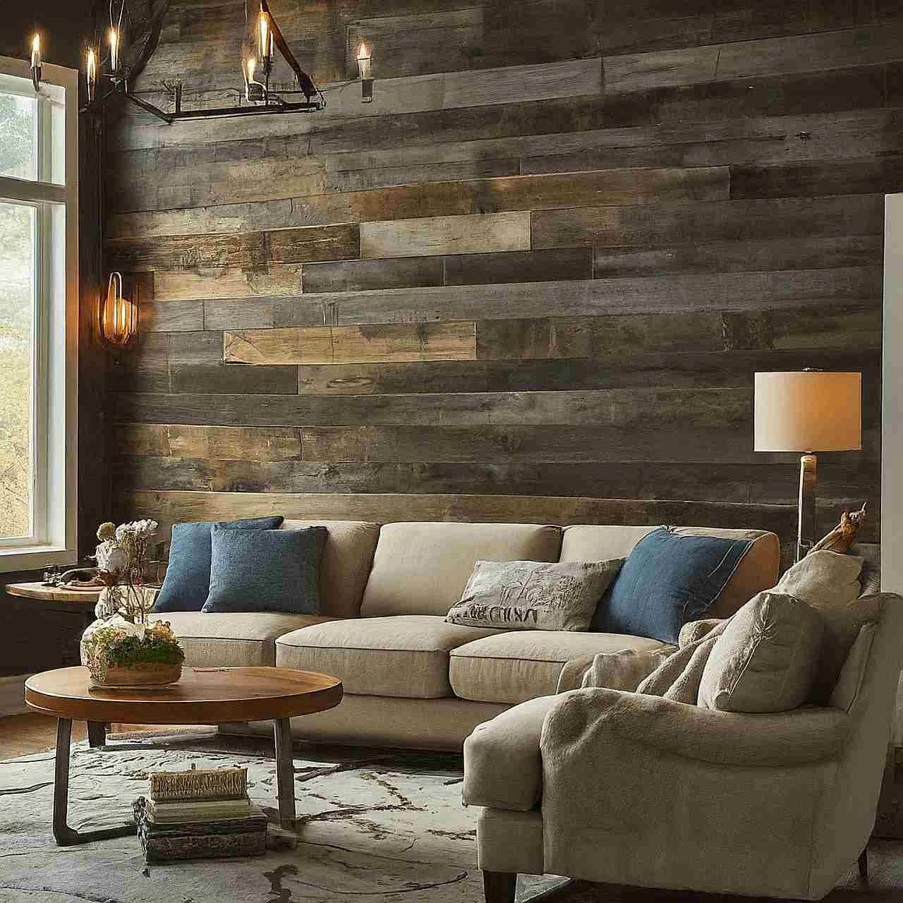 rustic charm wood accent wall in living room