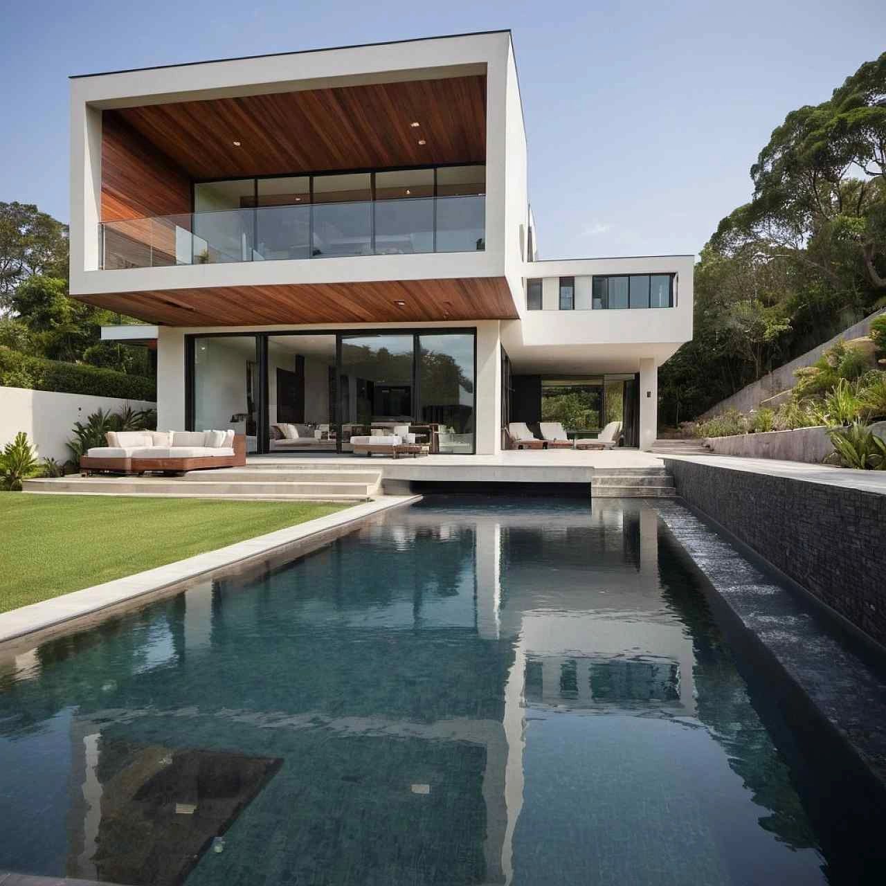 modern home with infinity edge pool