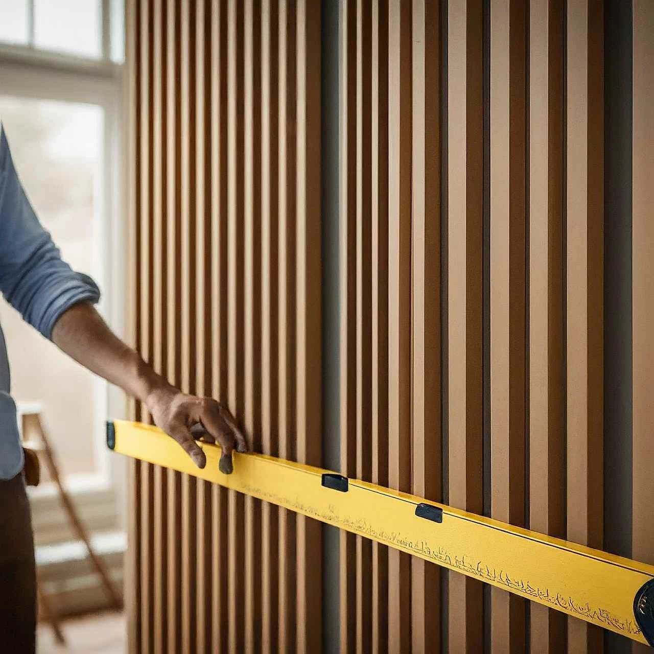 installation of a wood feature wall