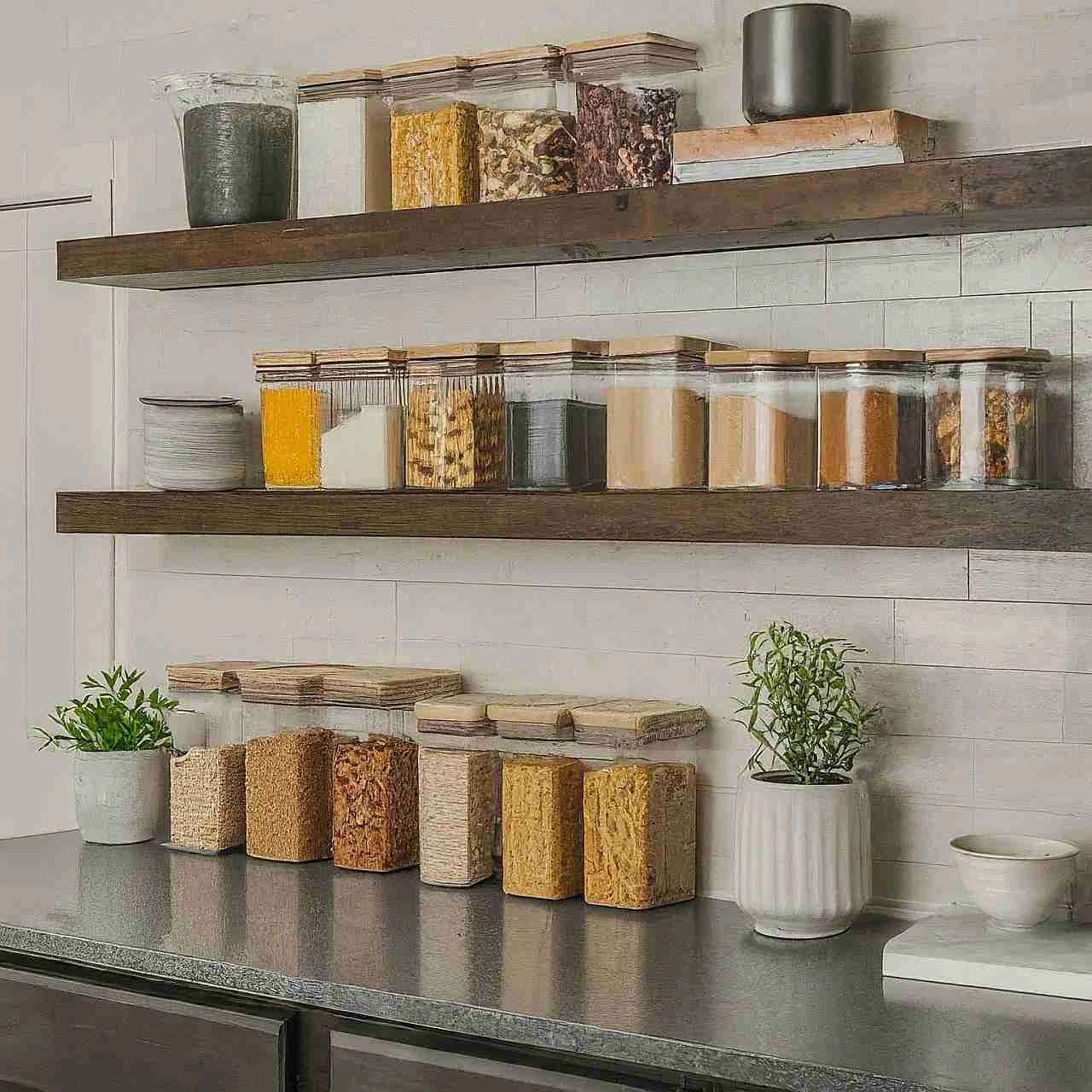 kitchen with organized spices and jars